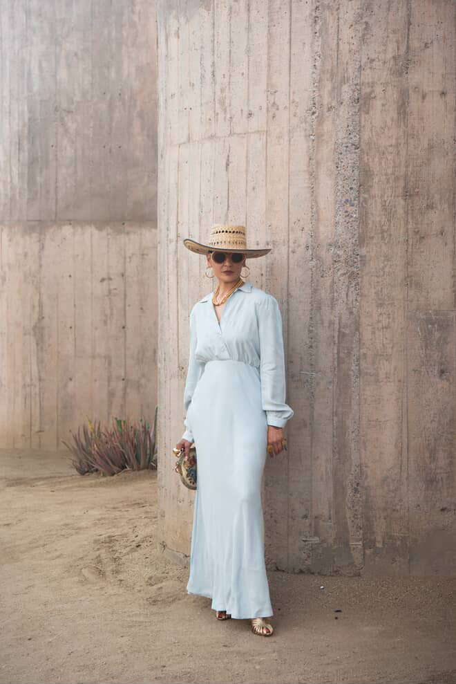Dahlia Dress in Hazy Blue by Folk Saint