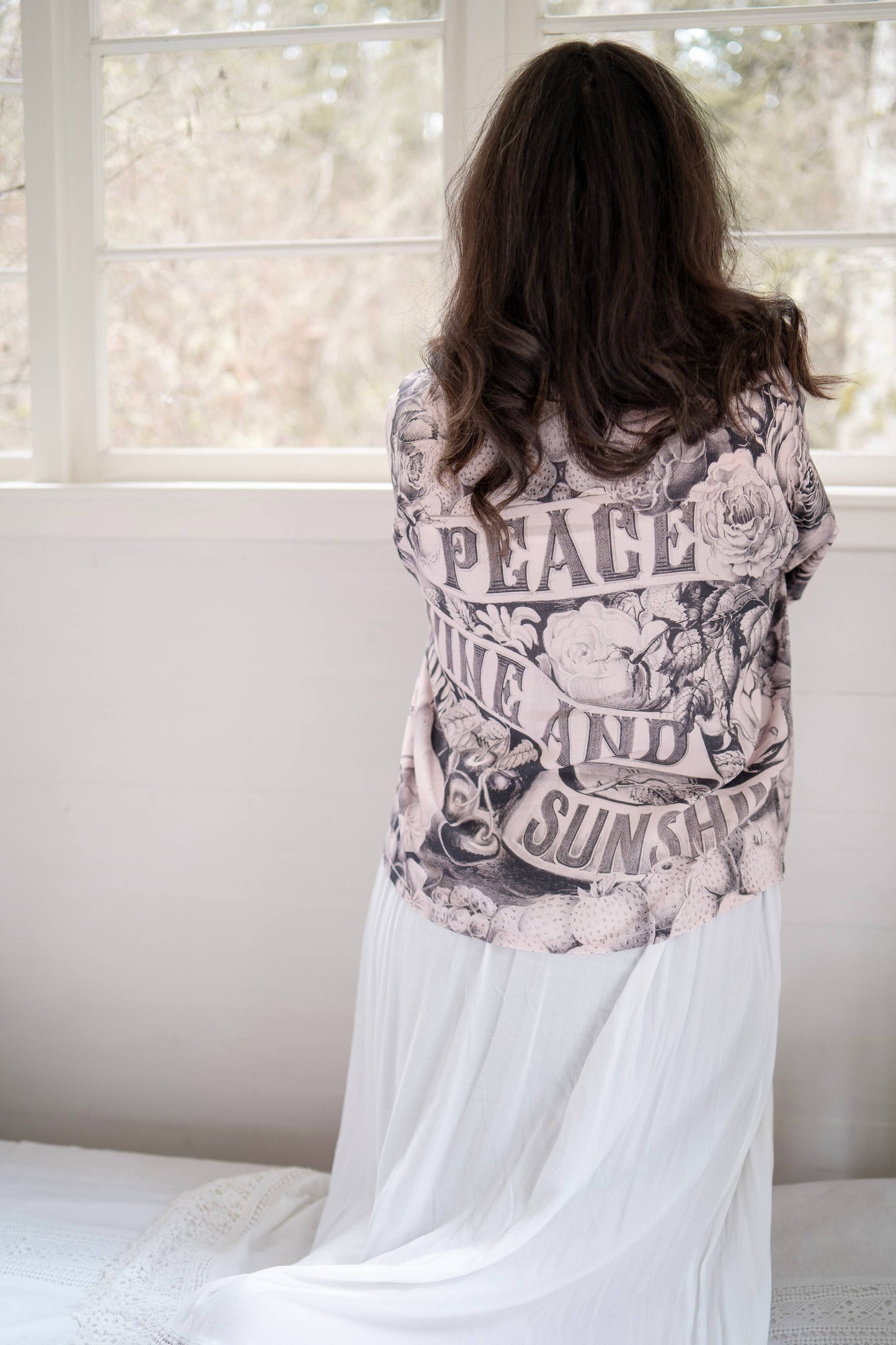 Peace Wine and Sunshine Cropped Bamboo Boho Kimono Cardigan