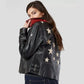 Christy Star Leather Jacket by Mauritius in Vintage Black