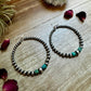 Big Sterling Silver Pearls Hoops with turquoise