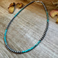Sterling Silver Pearl & Heishi Turquoise Necklace – 19"