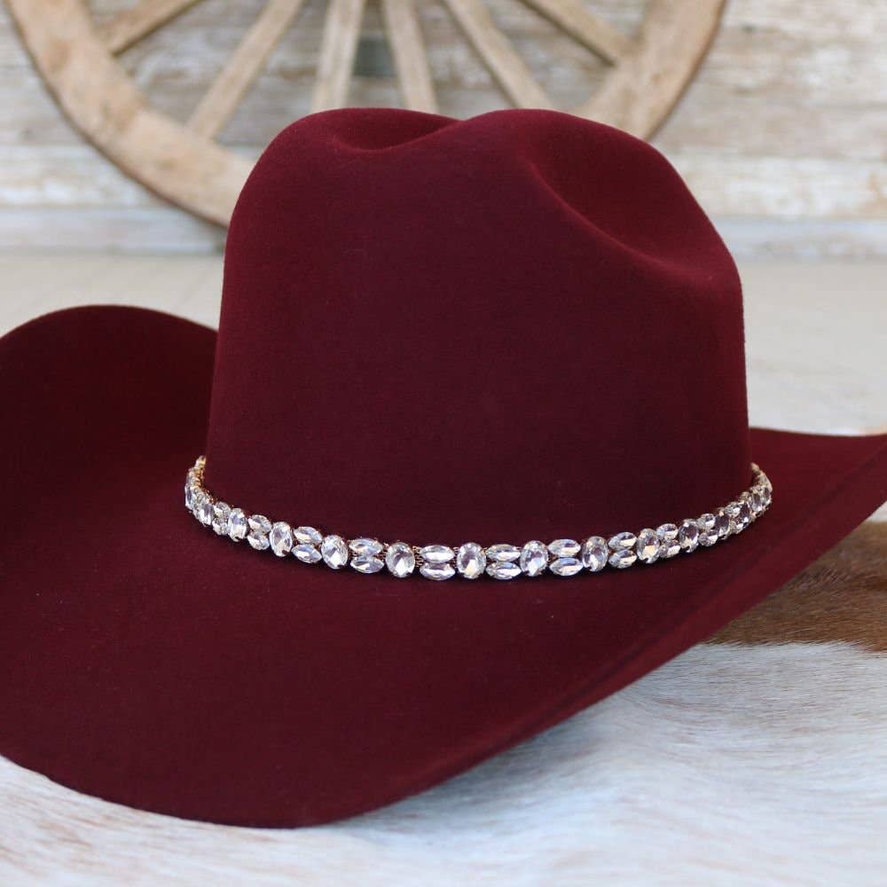 Rose Gold Rhinestone Bling Hat Band - The Kate