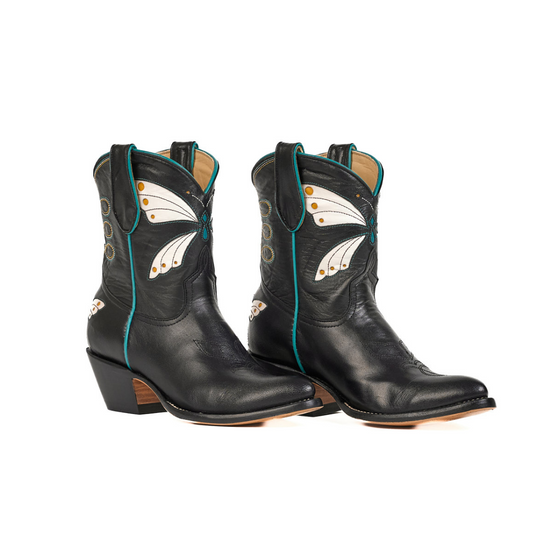 Black cowboy boots with butterfly design (4_9d1b0947)