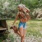 Vegan Suede Fringe Top Brown Western Tank at Bourbon Cowgirl