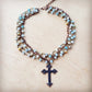Amazonite Beaded Collar Necklace w/ Cross Pendant
