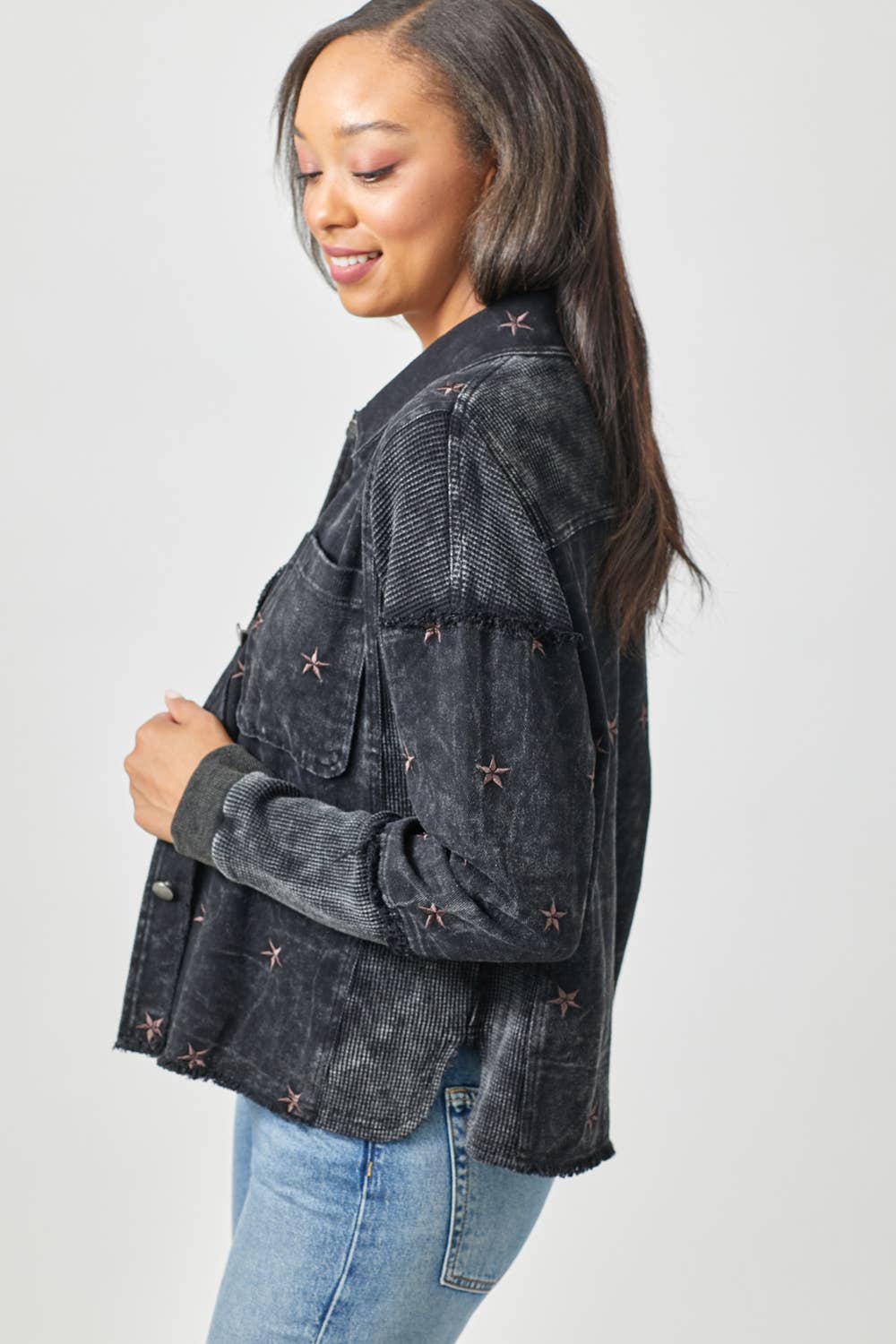 Star Embroidery Washed Jacket