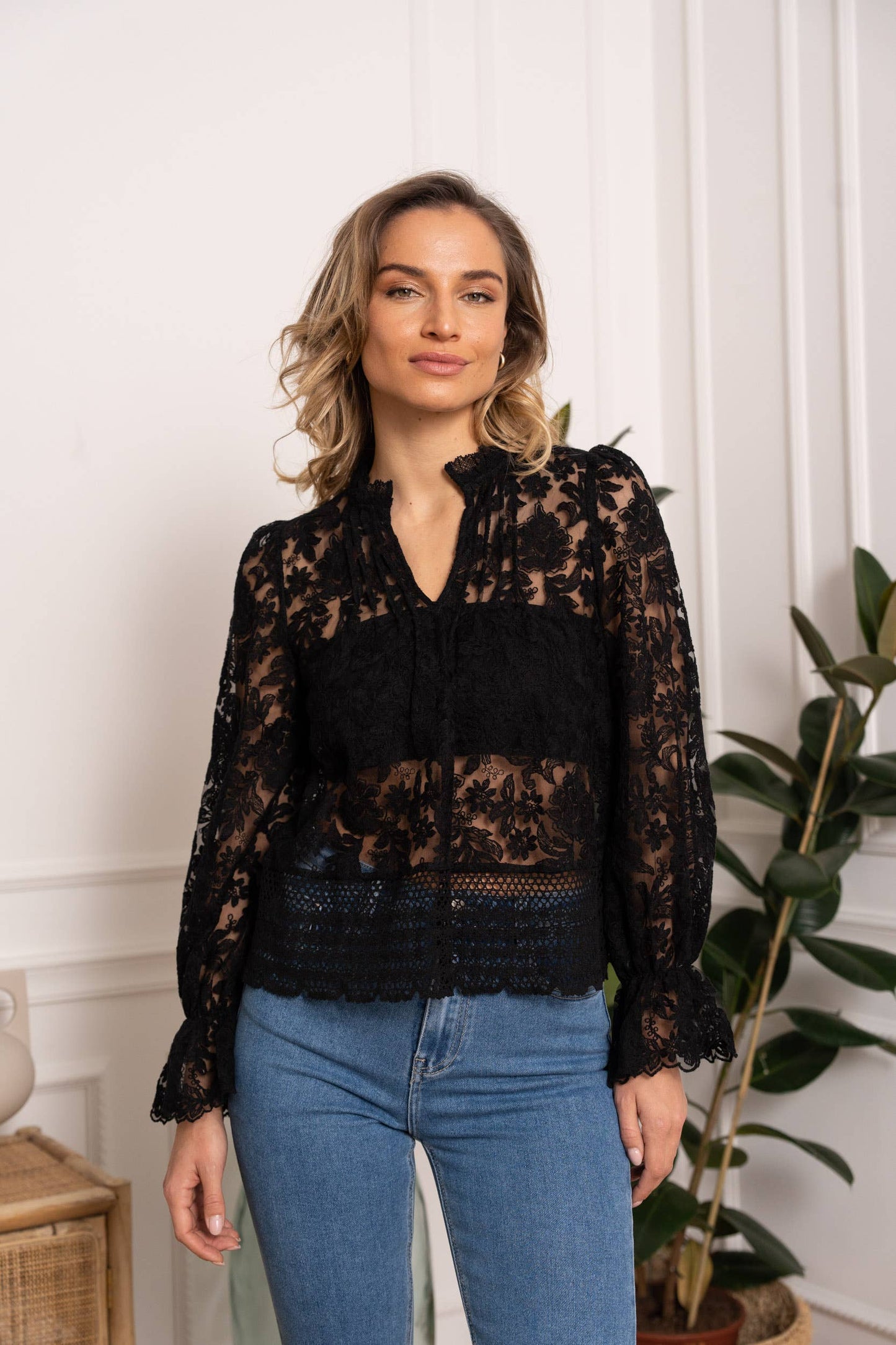 Boho Lace Blouse in Ecru or Black