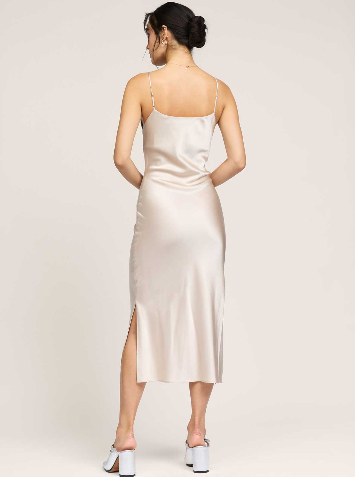 Champagne Silk Cami Midi Slip Dress