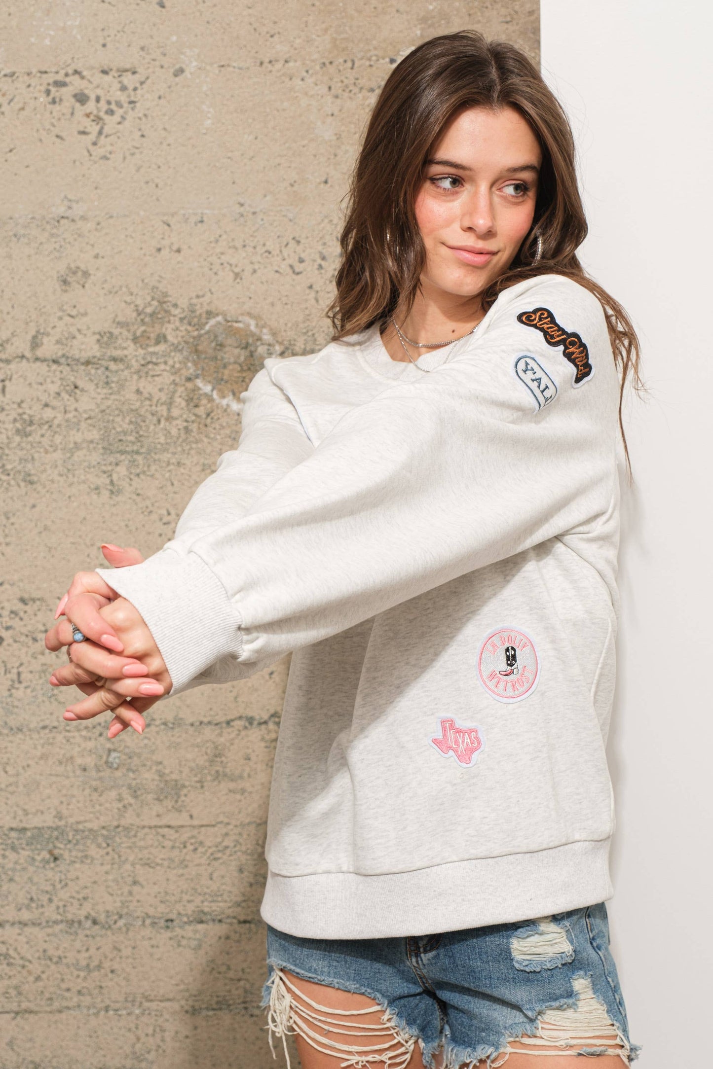 Cotton French Terry Western Patch Sweatshirt