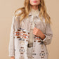 Aztec Contrast Frayed Shirt Jacket