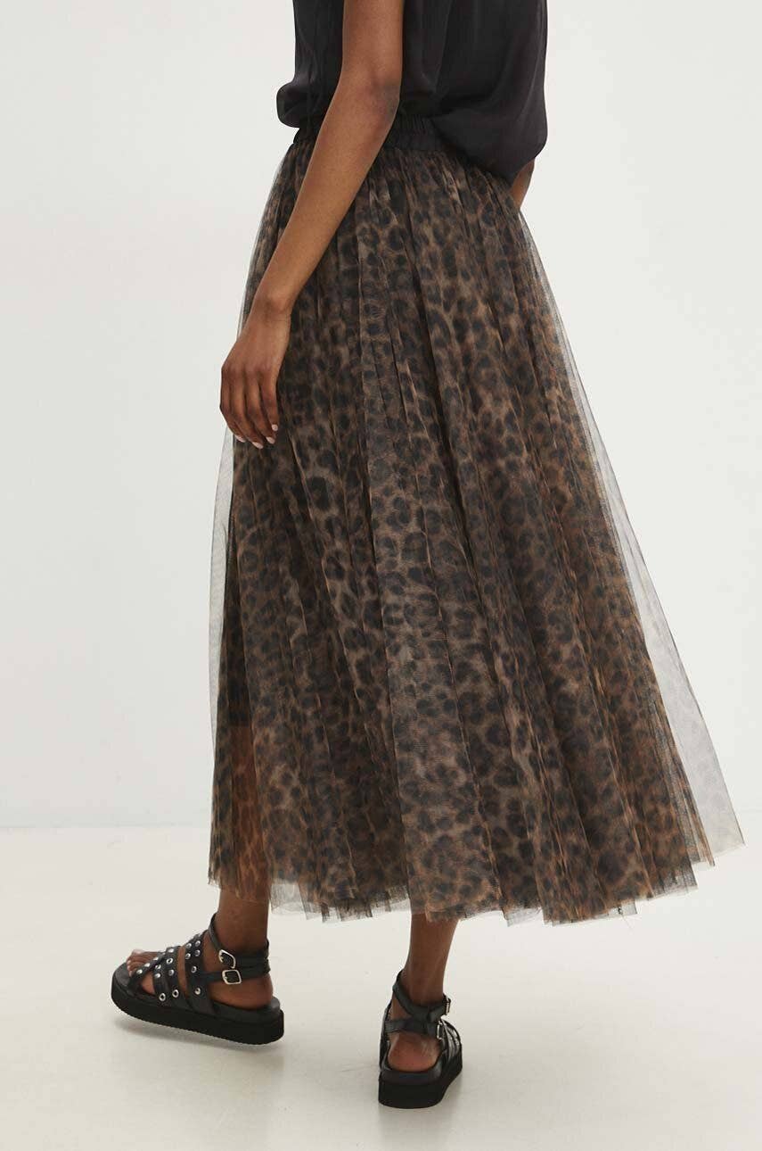 Aria Long Leopard Print Tulle Maxi Skirt