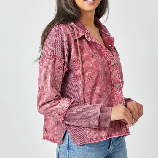 Star Embroidery Washed Jacket