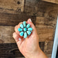 Big flower ring- size 7 1/2- Royston  turquoise ring and sterling silver