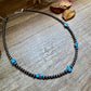 Golden Hill Turquoise & Sterling Silver Pearl Necklace – 16" + Extender