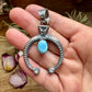 Naja Pendant with Golden Hill Turquoise – Option 2 – Sterling Silver – Native Made by KB – Fits 8mm