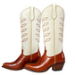 Cowboy boots with white and brown leather