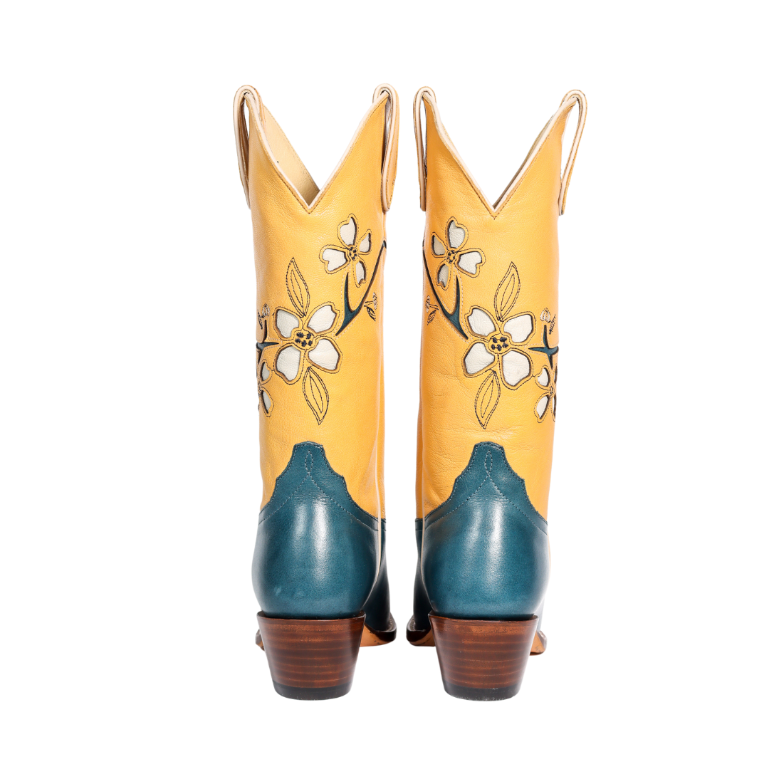 Yellow floral cowboy boots