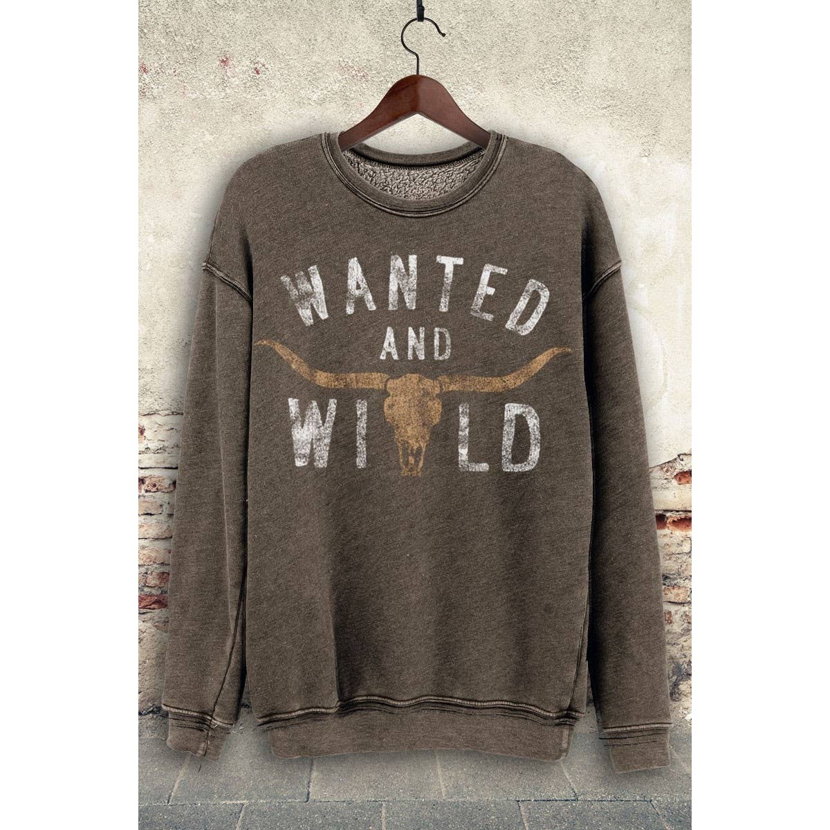 Wanted and Wild Texas Longhorn Steer Sweatshirt for Cowgirls