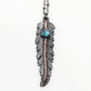 Gunmetal Feather Pendant with Turquoise Necklace