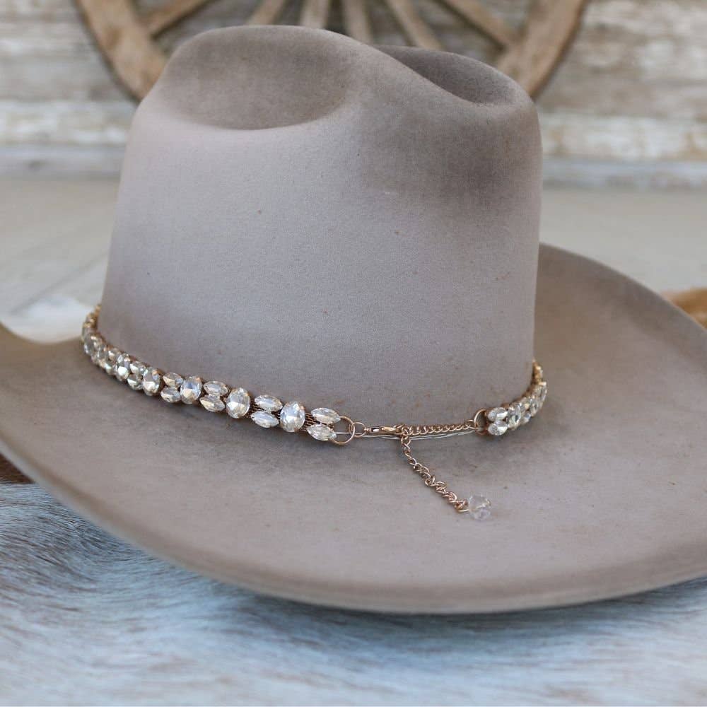 Rose Gold Rhinestone Bling Hat Band - The Kate