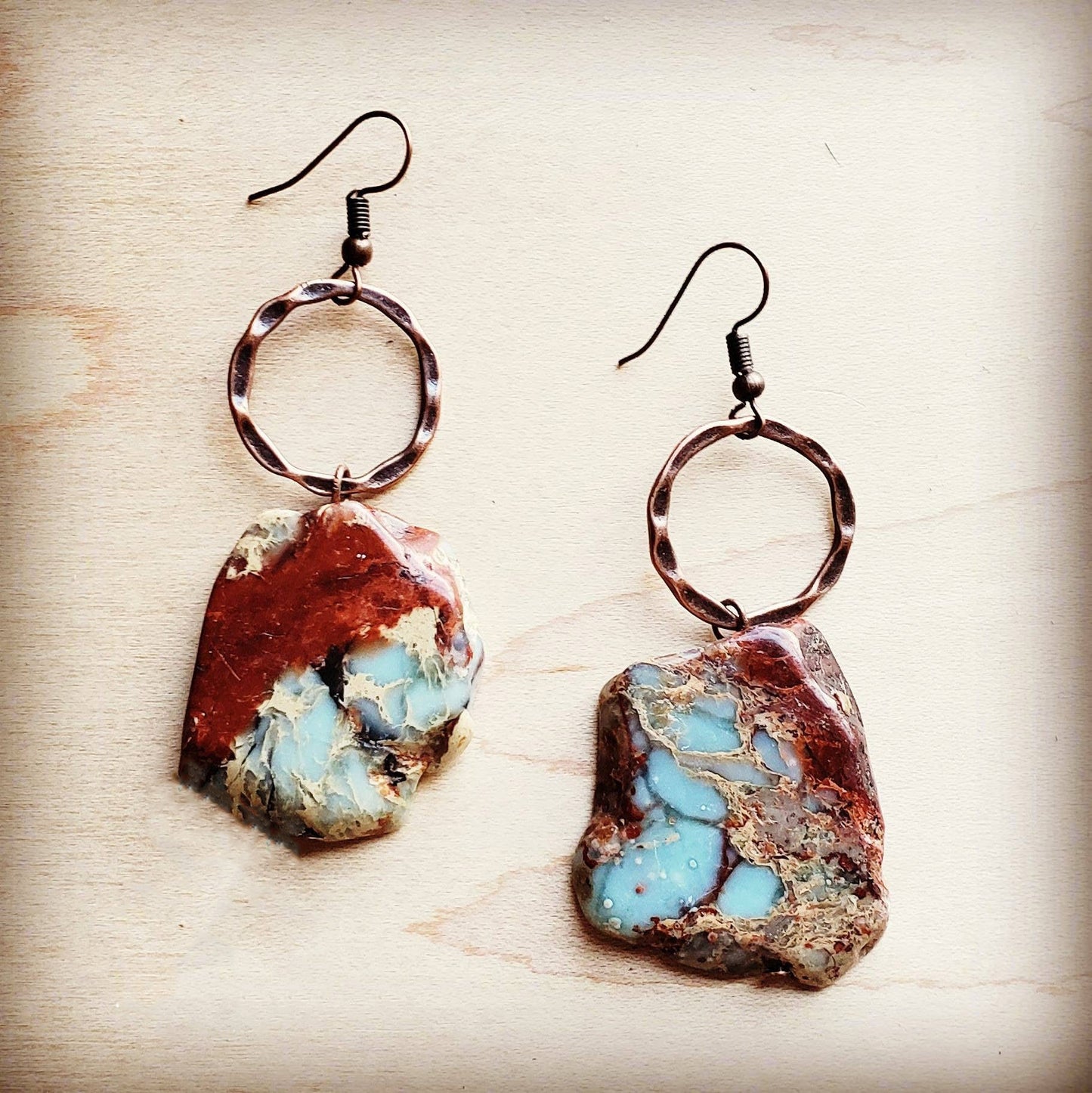 Aqua Terra Chunky Dangle Earrings - Boho Western Jewelry