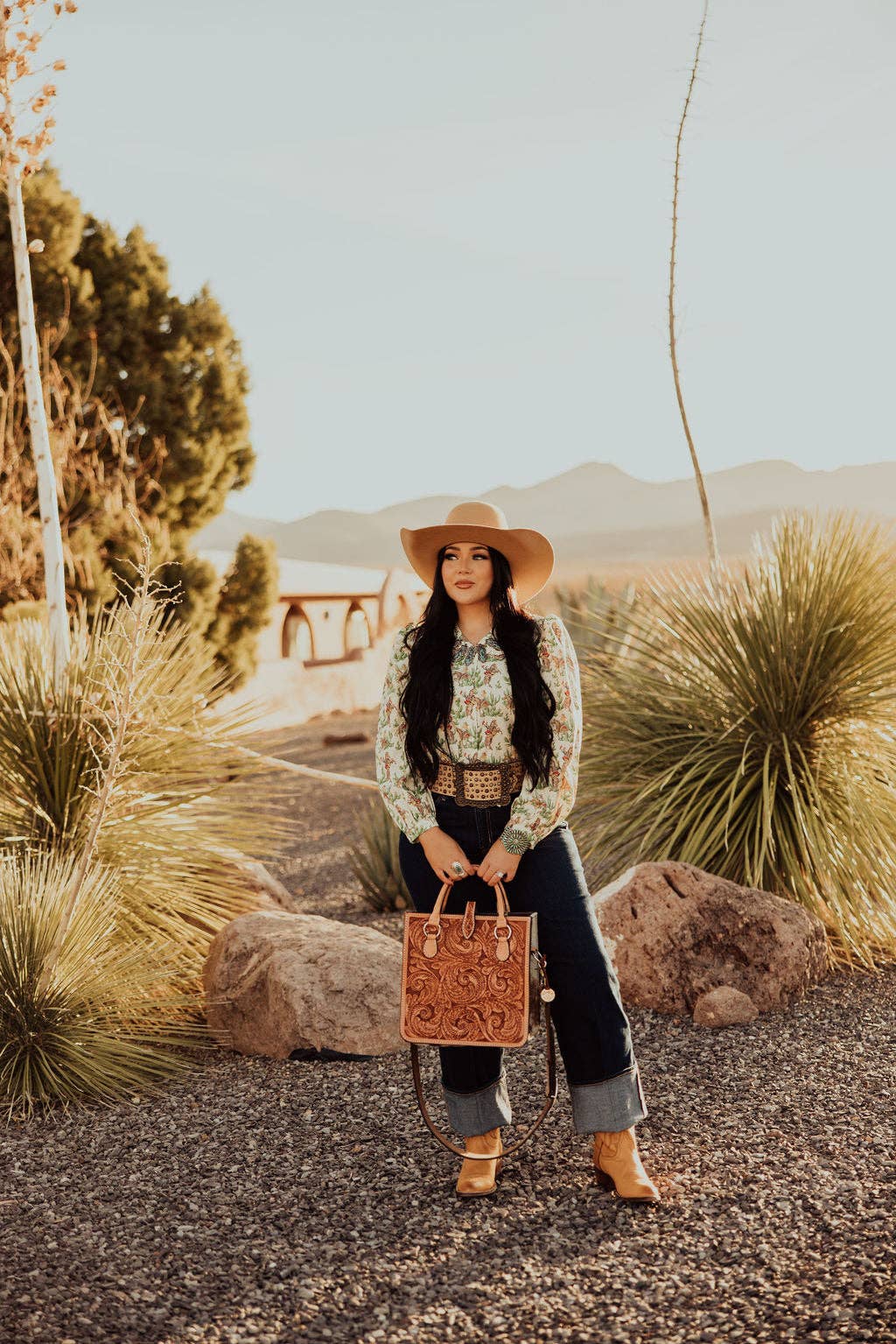 Retro Cactus Cowboy Blouse for Cowgirls