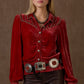 Red velvet Western shirt