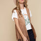 Tan Faux Suede Western Fringe Vest for Cowgirls