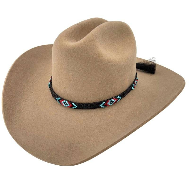 Horsehair Beaded Cowboy Hat Band - Blue Roan