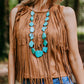 Vegan Suede Fringe Top Brown Western Tank at Bourbon Cowgirl