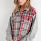 Mix Plaid Front Pocket French Terry Shirt Jacket