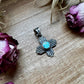 Zia Symbol Pendant with Golden Hill Turquoise – Sterling Silver – Native Made – Fits 8mm