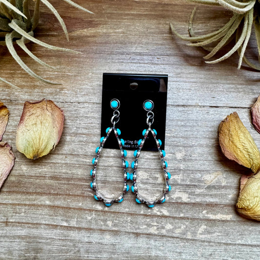 Kingman Turquoise Dangle Earrings – Sterling Silver, Lightweight, USA Made