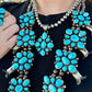 Complete Squash Blossom Set – Kingman Turquoise – Sterling Silver – Navajo Made by Wilson Dawes