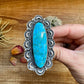 Long Ring- size 9 - Kingman Turquoise ring & Sterling Silver