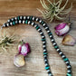 NFR Collection Necklace – 14mm Sterling Silver Pearls with 16mm Green Turquoise Rondelles –  28.5"