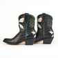 Black cowboy boots with butterfly wing design