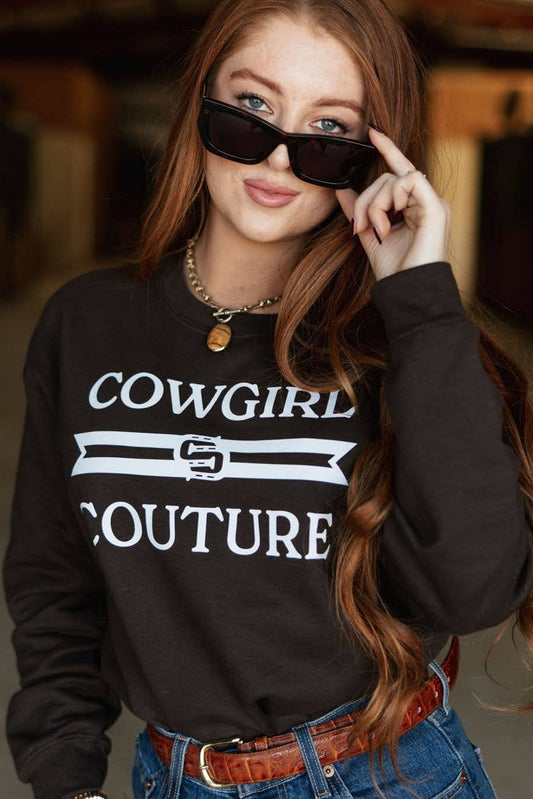 Cowgirl Couture Western Graphic Sweatshirt  - Brown