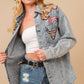 Garment Washed Snap Up Rodeo Denim Jacket