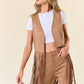Tan Studded Long Fringe Faux Suede Vest