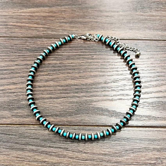 Handmade Navajo Bead and Turquoise Necklace