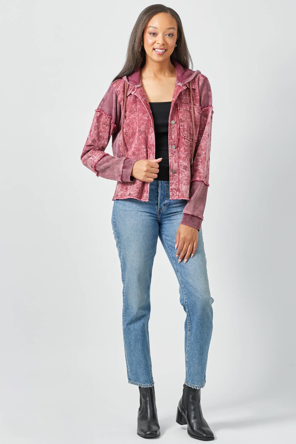 Star Embroidery Washed Jacket