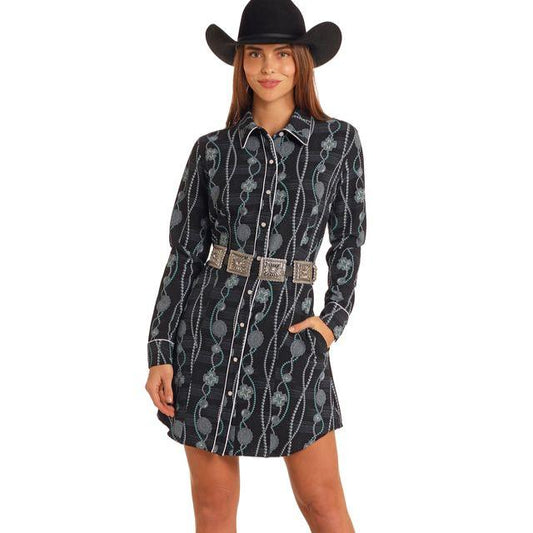 Long Sleeve Snap Dress by Panhandle at Bourbon Cowgirl