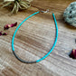 3 mm Sterling Silver Pearls choker with magnesite darker turquoise heishi - western jewelry
