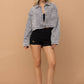 Washed Gray Corduroy Oversized Rhinestone Fringe Jacket