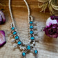 Mini Squash Blossom Necklace & Earrings – Kingman Turquoise – Sterling Silver – Native Made by Lonora Garcia – 17.5"