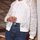 Lace Bomber Jacket, White at Bourbon Cowgirl