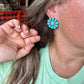 Cluster earrings stud - sterling silver and turquoise