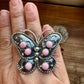 Butterfly ring -size 7.5 - pink conch and sterling silver