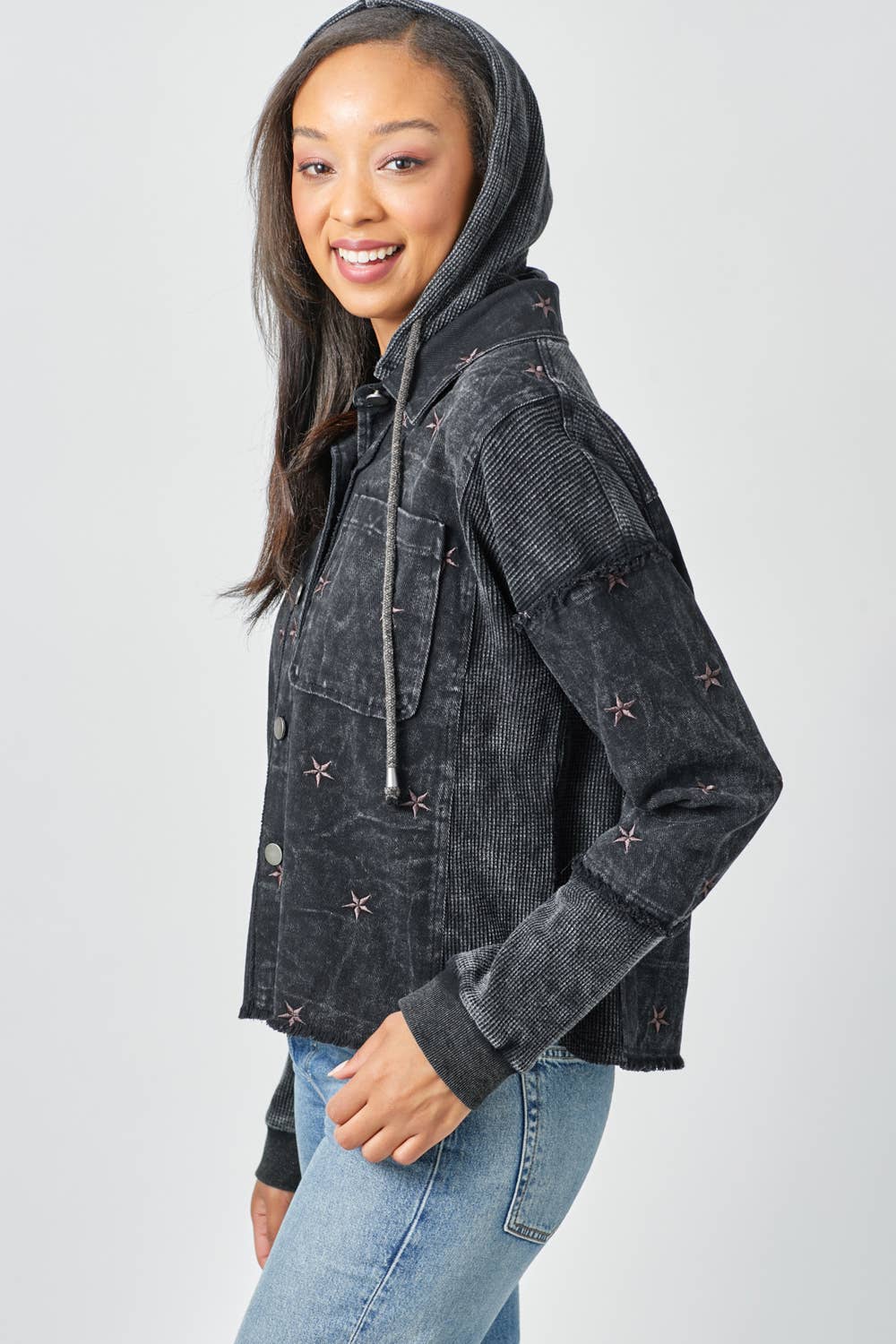 Star Embroidery Washed Jacket